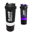 Spacial Combo of Gym Shaker Bottle 500 ml with 2 Storage Compartment Cup Combo for Gym (Pack of 2)… (Multicolour 11)