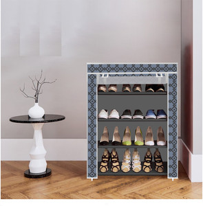 true joys 4 shelf foldable collapsible shoerack metal shoe stand
