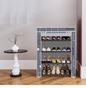 true joys 4 shelf foldable collapsible shoerack metal shoe stand