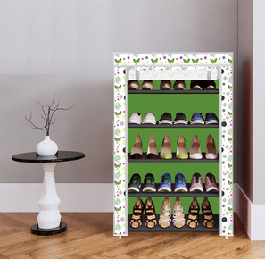 true joys 5 shelf foldable collapsible shoerack metal shoe stand 3_butterfly green 5 shelves diydo-it-yourself