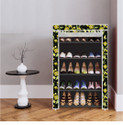 True Joys 5 Shelf Foldable Collapsible ShoeRack Metal Shoe Stand (26_Black Daisy Floral, 5 Shelves, DIY(Do-It-Yourself))