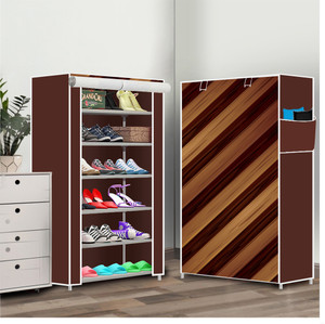 true joys 6 shelf foldable collapsible shoerack metal shoe stand 14brown wall panel 6 shelves diydo-it-yourself