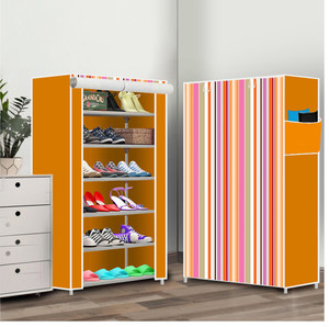 true joys 6 shelf foldable collapsible shoerack metal shoe stand 8orange 6 shelves diydo-it-yourself