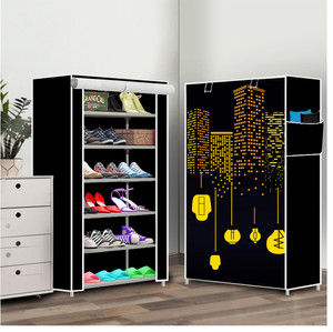 true joys 6 shelf foldable collapsible shoerack metal shoe stand