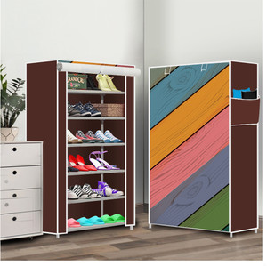 true joys 6 shelf foldable collapsible shoerack metal shoe stand