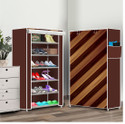 True Joys 6 Shelf Foldable Collapsible ShoeRack Metal Shoe Stand (14|Brown Wall Panel, 6 Shelves, DIY(Do-It-Yourself))