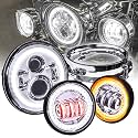 TRUE MODS 7 Inch Halo LED Headlight 4.5" Passing Light for Harley Davidson