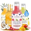 True Sea Moss Lemonade Variety Pack – 4 Flavors Sampler: Lemon, Mango with electrolyte, Berry, Pina Colada – Vegan Hydration Drink – 4 x 12 fl oz Bottles