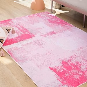 TRUEDAYS Area Rug Washable Pink Rug -