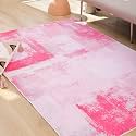 TRUEDAYS Area Rug Washable Pink Rug -