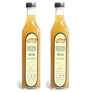 truefarm- organic apple cider vinegar with the mother  100 usda certified organic acv  raw unpasteurized and unfiltered apple cider vinegar  acv with mother  detox drink 500 ml x pack of 2