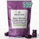 TrueSeaMoss Sea Moss Elderberry Gummies for Adults & Kids – with Burdock Root, Bladderwrack – 60 Gummies (Pouch May Vary)