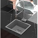 TrueSink Quartz Kitchen Sink 16x18X9 Inches Grey Color With Waste Coupling &amp; Waste Pipe | Sound, Scratch and Heat Proof Single Bowl Matt Finish Granite Kitchen Sink