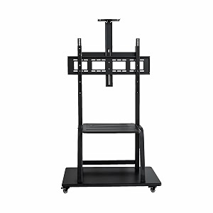 trueview rolling mobile tv cart with wheels for 55-65 inch lcd led smart tvs amp interactive displays  height adjustable tv floor stand with shelf  portable stand for smart board home office school