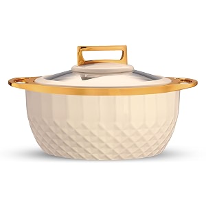 trueware classic inner steel with see through toughened glass lid casserole  2500 ml ivory  pu insulated  bpa free  oduor proof  food grade  ideal for chapatti  roti  curd maker  hot pot