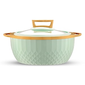 trueware classic inner steel with see through toughened glass lid casserole  2500 mlgreen  pu insulated  bpa free  oduor proof  food grade  ideal for chapatti  roti  curd maker  hot pot