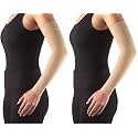 Truform Lymphedema Compression Arm Sleeve, 20-30 mmHg Post Mastectomy Support, Beige, Small (Pack of 2)