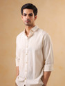 TRULOOM Men Solid Casual Cream White Shirt
