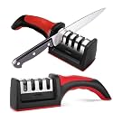 Truly Grow Manual Knife Sharpener Tool with 3-Stage Sharpening System | Kitchen Knife & Scissors Sharpener for Steel Blades | Portable Professional Knife Sharpening Tool for Home Kitchen
