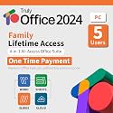 TrulyOffice 2024 Family Lifetime License for Windows | 4 in 1 All Access TrulyOffice Suite | Words, Sheets, Slides, and Cloud | 5 Users | Physical Activation Card