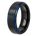 TRUMIUM 4mm 6mm 8mm Black Tungsten Rings for Men Women Step Edges Size 4-15