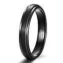 TRUMIUM 4mm 6mm 8mm Black Tungsten Rings for Men Women Step Edges Size 4-15