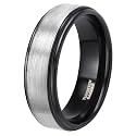 TRUMIUM 4mm 6mm 8mm Black Tungsten Rings for Men Women Step Edges Size 4-15