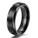 TRUMIUM 4mm 6mm 8mm Black Tungsten Rings for Men Women Step Edges Size 4-15