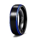 TRUMIUM 4mm 6mm 8mm Black Tungsten Rings for Men Women Step Edges Size 4-15