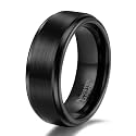 TRUMIUM 4mm 6mm 8mm Black Tungsten Rings for Men Women Step Edges Size 4-15