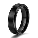 TRUMIUM 4mm 6mm 8mm Black Tungsten Rings for Men Women Step Edges Size 4-15
