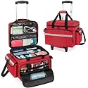 Trunab Rolling Medical Bag with Trolley &amp; Dividers, Nurse Responder Tote