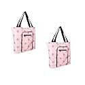Trunkit Eco-Friendly Foldable Shopping, Tote, Grocery, Shoulder, Travel, Handbag | Set of 2 (Pink)