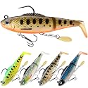 TRUSCEND Shadtale Easy Catch Soft Fishing Lures with BKK Hooks - Trembly Sinking and Vibrating Swim for More Bites, Pre-Rigged Swimbaits for Bass, Trout, Crappie, Walleye, Freshwater Saltwater Fishing