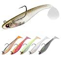 TRUSCEND Shadtale Easy Catch Soft Fishing Lures with BKK Hooks - Trembly Sinking and Vibrating Swim for More Bites, Pre-Rigged Swimbaits for Bass, Trout, Crappie, Walleye, Freshwater Saltwater Fishing