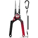 TRUSCEND Easy Use Lockable Fishing Pliers with Tungsten Carbide Cutter, Innovative Ergonomic Handy Handle, Saltwater Corrosion Resistant Teflon Coated Fishing Tool, Light Multi-Function Fishing Gear