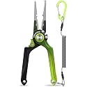 TRUSCEND Easy Use Lockable Fishing Pliers with Tungsten Carbide Cutter, Innovative Ergonomic Handy Handle, Saltwater Corrosion Resistant Teflon Coated Fishing Tool, Light Multi-Function Fishing Gear