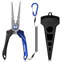 TRUSCEND Easy Use Lockable Fishing Pliers with Tungsten Carbide Cutter, Innovative Ergonomic Handy Handle, Saltwater Corrosion Resistant Teflon Coated Fishing Tool, Light Multi-Function Fishing Gear