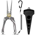 TRUSCEND Easy Use Lockable Fishing Pliers with Tungsten Carbide Cutter, Innovative Ergonomic Handy Handle, Saltwater Corrosion Resistant Teflon Coated Fishing Tool, Light Multi-Function Fishing Gear