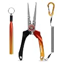 TRUSCEND Easy Use Lockable Fishing Pliers with Tungsten Carbide Cutter, Innovative Ergonomic Handy Handle, Saltwater Corrosion Resistant Teflon Coated Fishing Tool, Light Multi-Function Fishing Gear