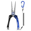 TRUSCEND Easy Use Lockable Fishing Pliers with Tungsten Carbide Cutter, Innovative Ergonomic Handy Handle, Saltwater Corrosion Resistant Teflon Coated Fishing Tool, Light Multi-Function Fishing Gear