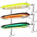 TRUSCEND Popobait Fishing Lures with BKK Hooks, Balanced Spray/Sound/Swim, Instant Startup, Topwater Pencil Fishing Lures for Bass, Pike, Trout, Plopper Fishing Teasers for Freshwater or Saltwater