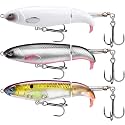 TRUSCEND Popobait Fishing Lures with BKK Hooks, Balanced Spray/Sound/Swim, Instant Startup, Topwater Pencil Fishing Lures for Bass, Pike, Trout, Plopper Fishing Teasers for Freshwater or Saltwater