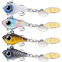 TRUSCEND Swim or Jig Fishing Spinner Baits for Freshwater and Saltwater, Rooster Tail Fishing Lures for Trout Bass Walleye Crappie Salmon Pike, Blade Bait with Copper Blade