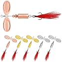 TRUSCEND Swim or Jig Fishing Spinner Baits for Freshwater and Saltwater, Rooster Tail Fishing Lures for Trout Bass Walleye Crappie Salmon Pike, Blade Bait with Copper Blade
