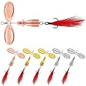 TRUSCEND Swim or Jig Fishing Spinner Baits for Freshwater and Saltwater, Rooster Tail Fishing Lures for Trout Bass Walleye Crappie Salmon Pike, Blade Bait with Copper Blade