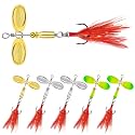 TRUSCEND Swim or Jig Fishing Spinner Baits for Freshwater and Saltwater, Rooster Tail Fishing Lures for Trout Bass Walleye Crappie Salmon Pike, Blade Bait with Copper Blade