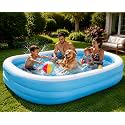 TrustBasket 7.5ft Large Inflatable Swimming Pool for Adults & Kids | Rectangular Family Pool | 7P Free PVC | Blow Up Bathtub | Outdoor Garden Summer Use