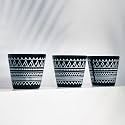 TrustBasket Black and White Hand Printed Terracotta Clay Pot Set of 3 | Small Clay Flower Pots with Artistic Motifs | Mud Plant Container | Gamla for Plants | Clay Pots for Plants | Indoor Outdoor Use