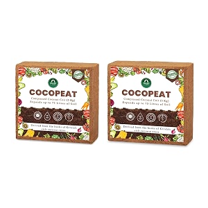 trustbasket set of 2 cocopeat block 5kg - expands upto 150 litres  cocopeat for plants  organic bricks for plants